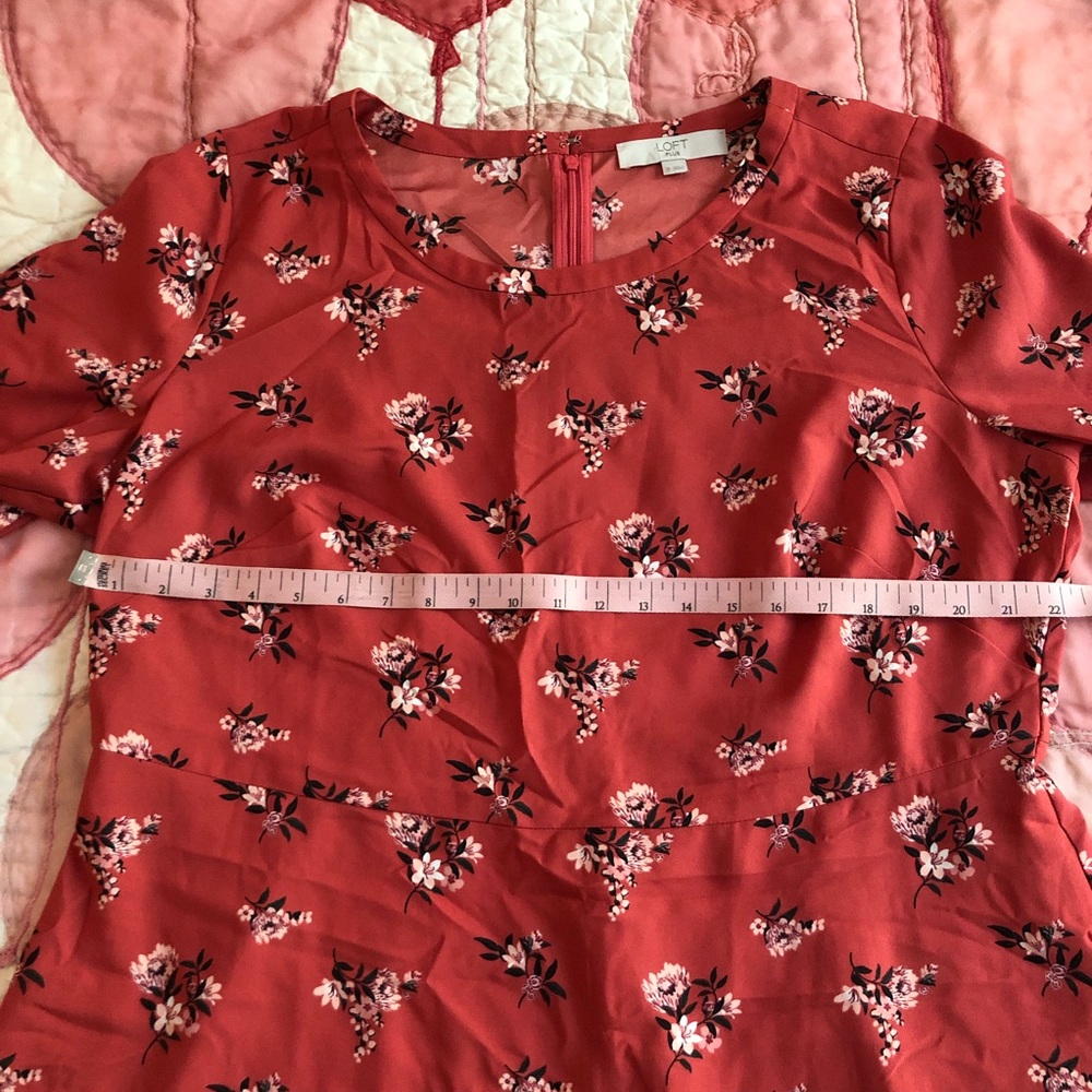 LOFT floral long sleeve flare dress - Picture 10 of 12